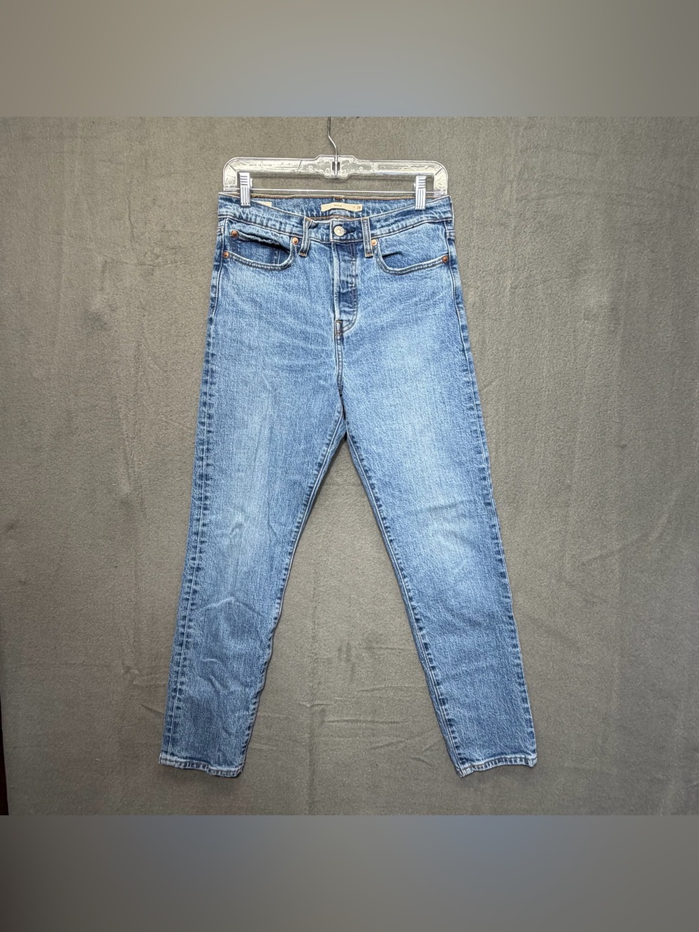 Levis Wedgie Straight Jeans Womens
28 Blue Denim Cotton Stretch Mid
Rise 28x27